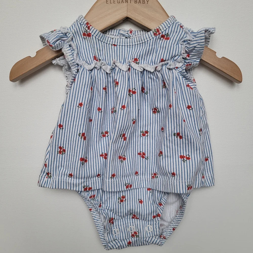 Carter's Striped Diaper Cover with Red Floral Accents